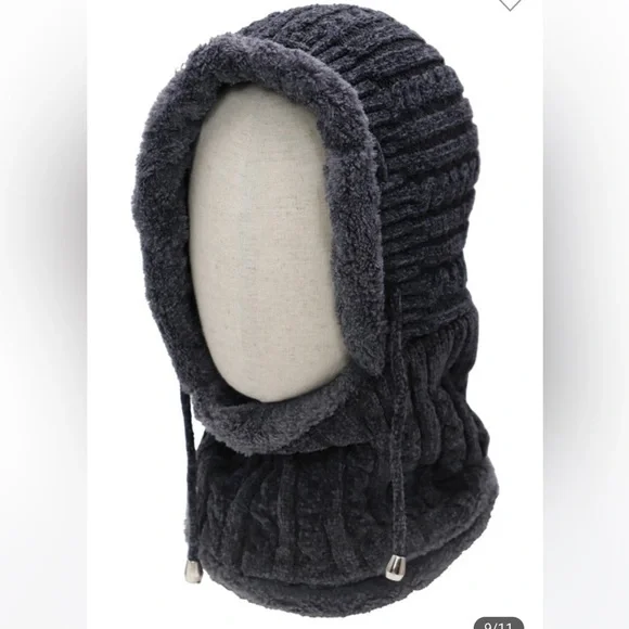 Chenille & Fleece Faux Fur Balaclava Hat Scarf - Picture 5 of 8